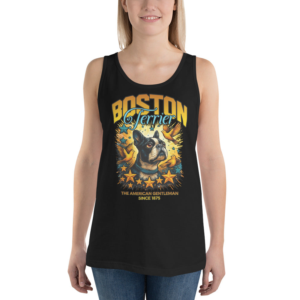 Stars And Birds Boston Terrier Dog Since 1875 Unisex Tank Top .
