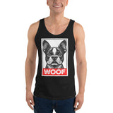 Woof Boston Terrier Dog Unisex Tank Top .