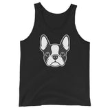 Boston Terrier Dog Face Unisex Tank Top . Black
