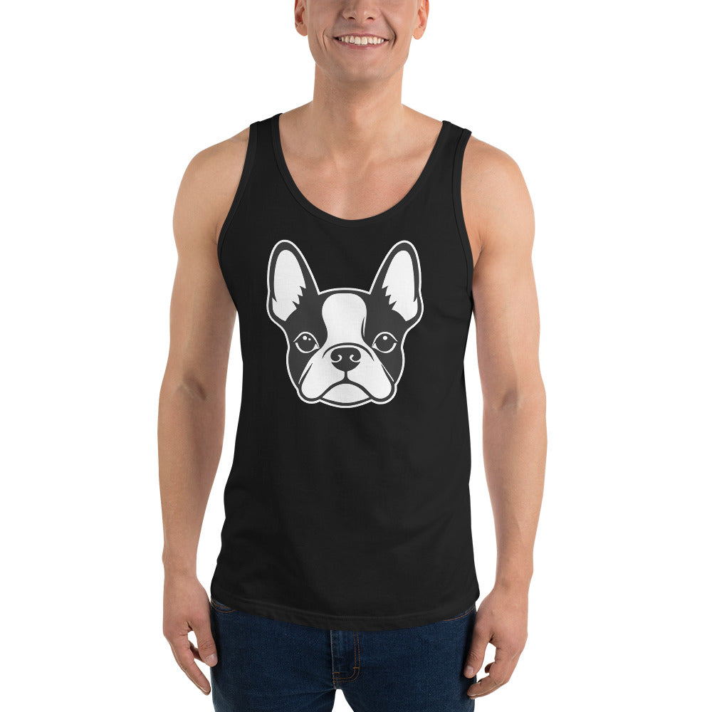 Boston Terrier Dog Face Unisex Tank Top .