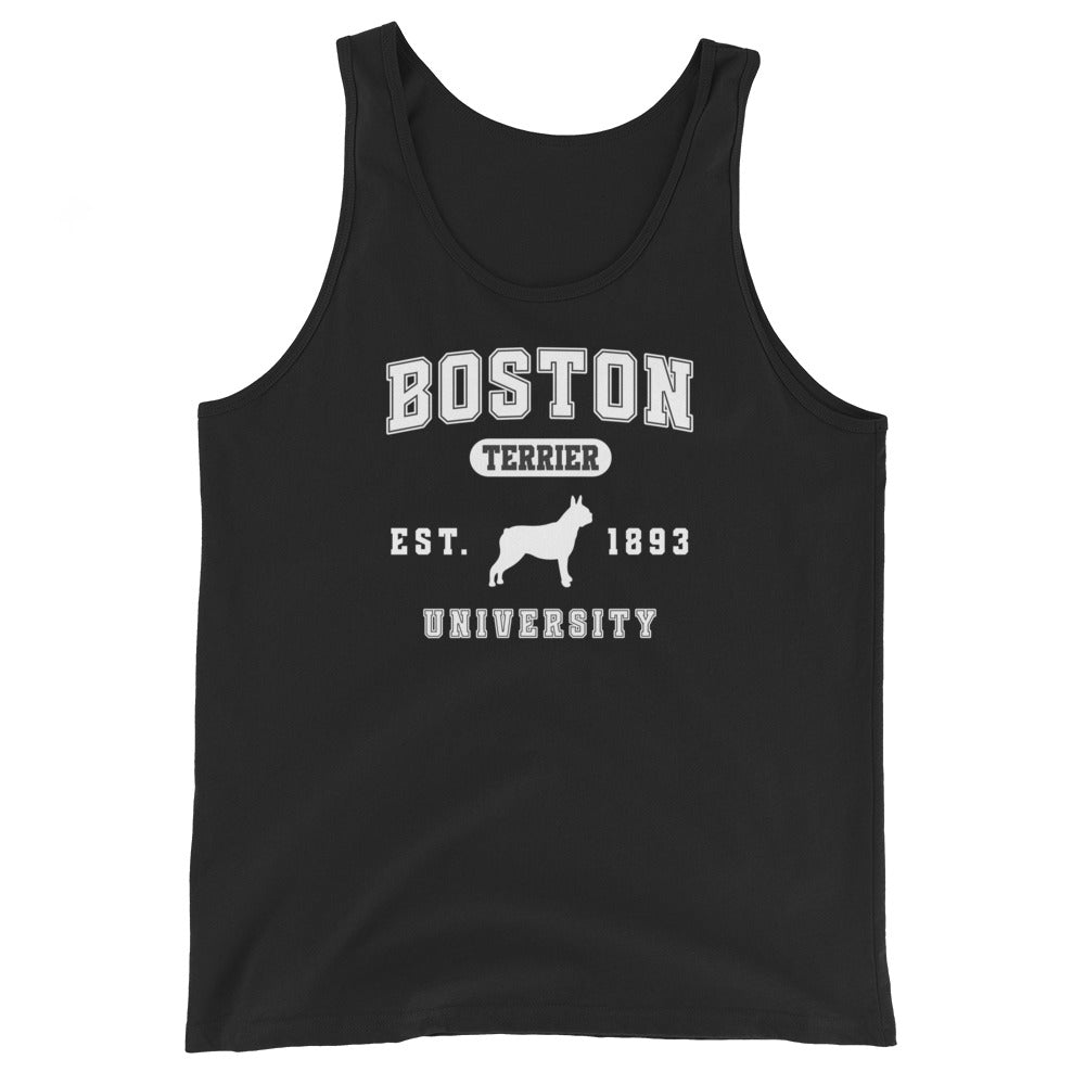 Boston Terrier University EST 1893 Unisex Tank Top . Black