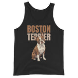 Brown Boston Terrier Dog Unisex Tank Top . Black