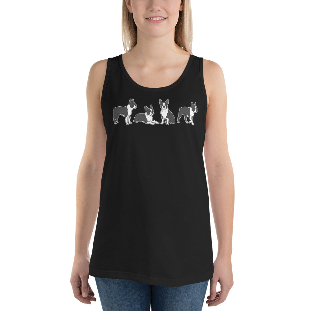 4 Boston Terrier Poses Unisex Tank Top .
