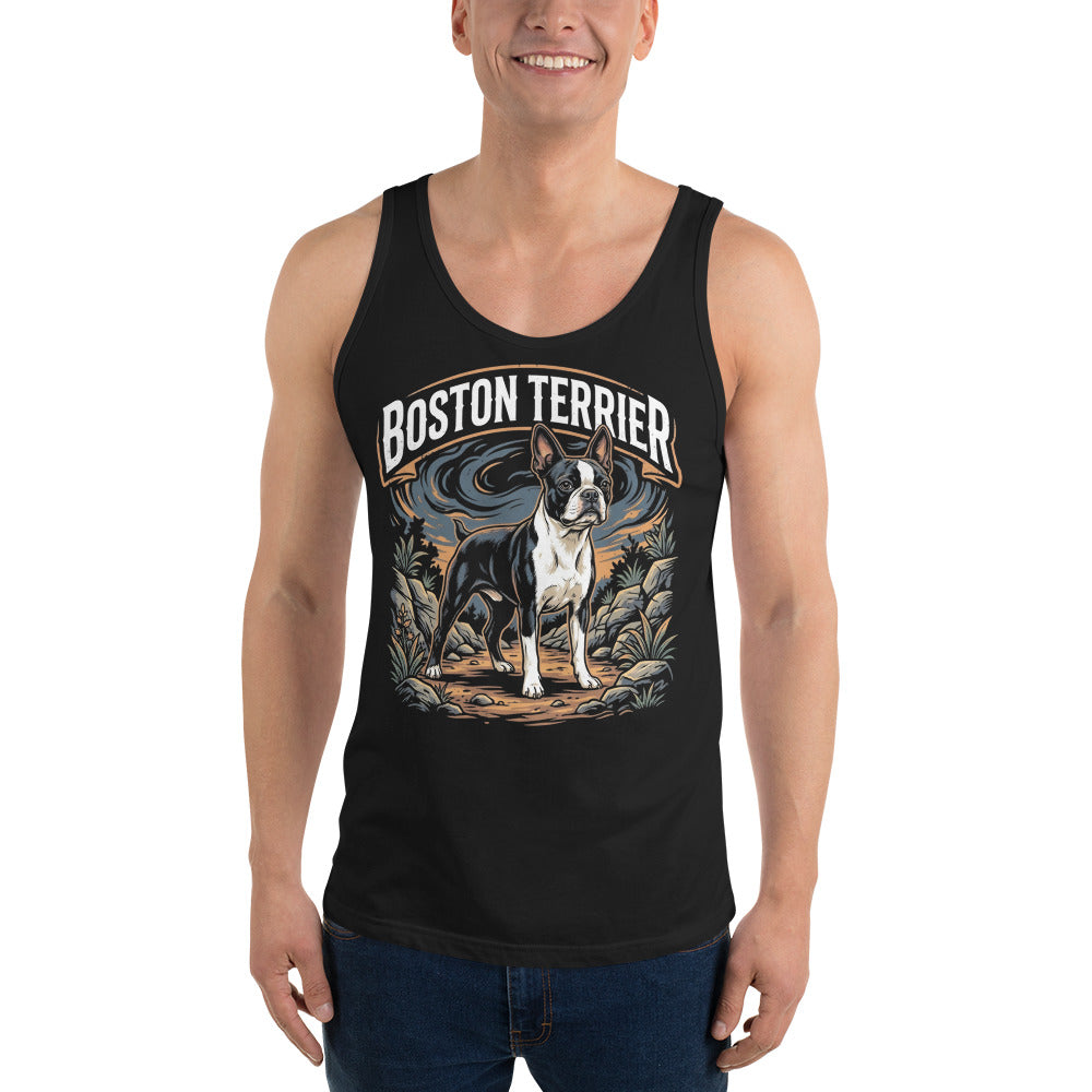 Boston Terrier Wilderness Guardian Unisex Tank Top .