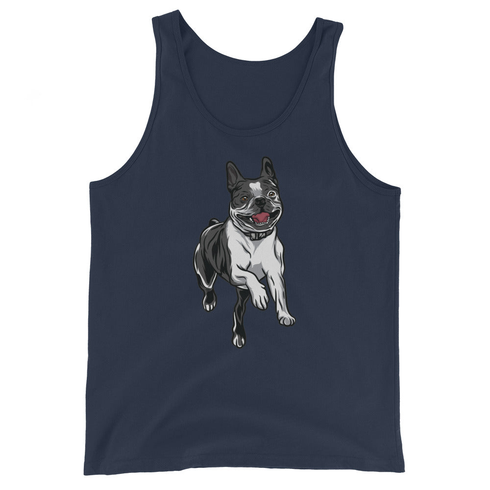 Happy Boston Terrier Running Unisex Tank Top