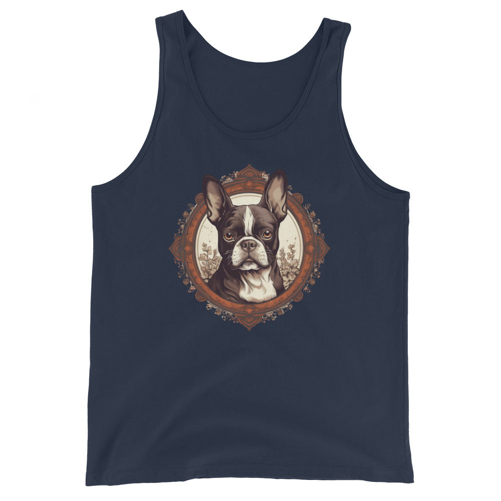 Vintage-Inspired Red Brown Boston Terrier Unisex Tank Top