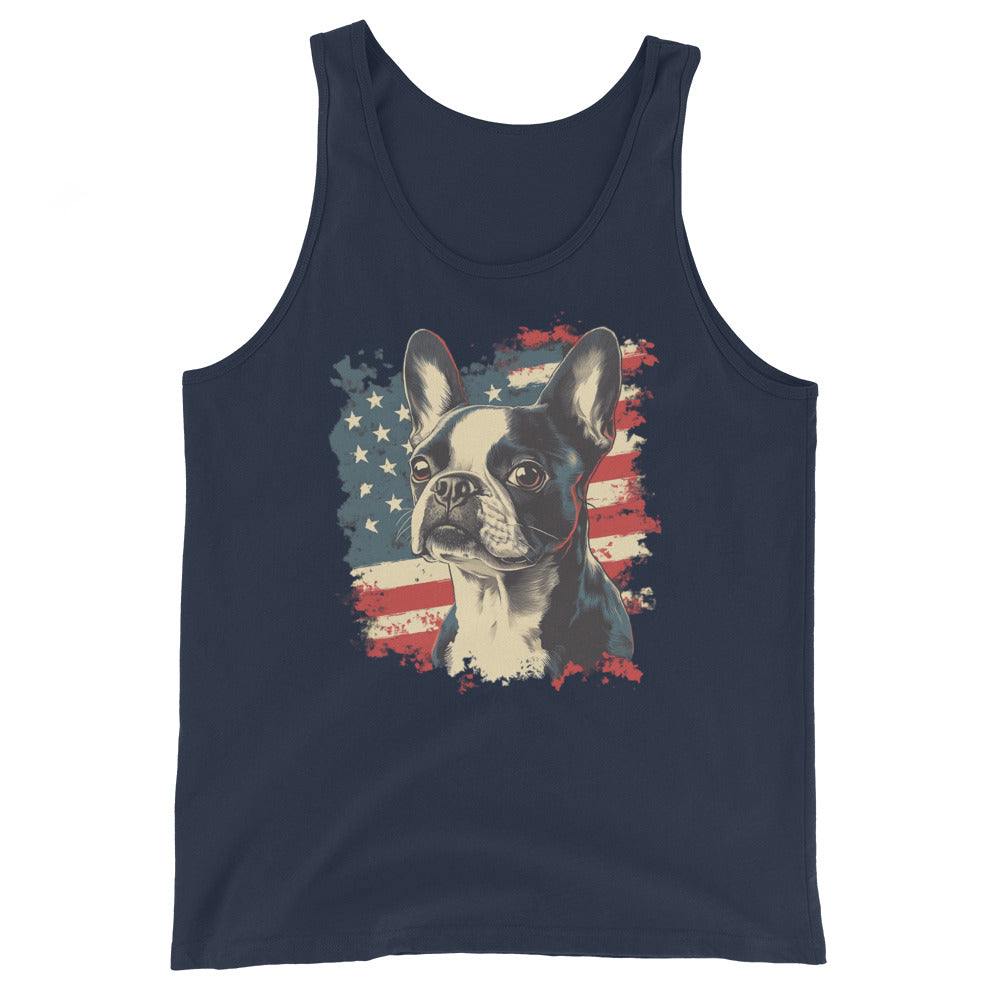 Patriotic Boston Terrier USA Flag Unisex Tank Top