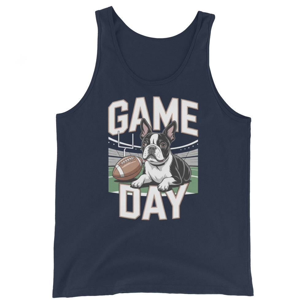 Football Boston Terrier Dog Game Day Unisex Tank Top . Navy