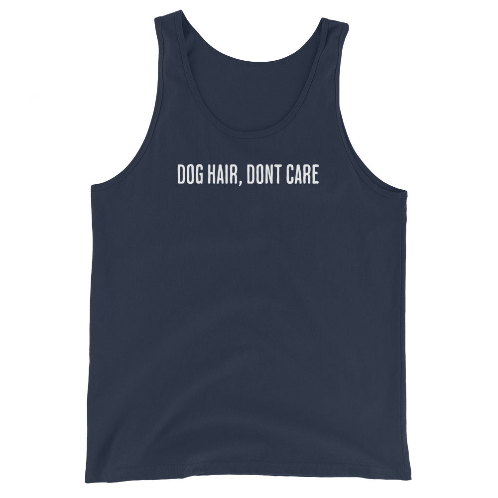 Dog Hair, Don't Care Unisex Tank Top . Navy