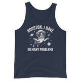 Houston, I Have So Many Problems - Funny Boston Terrier Astronaut Unisex Tank Top . Navy
