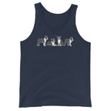 4 Boston Terrier Poses Unisex Tank Top . Navy