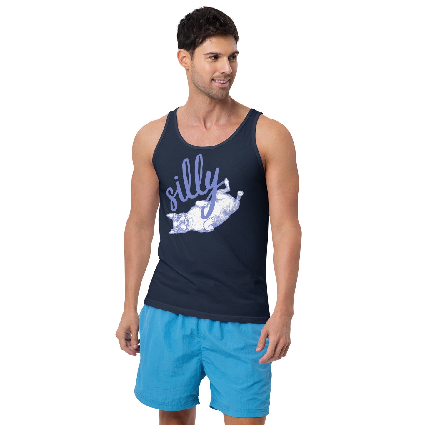 Silly Boston Terrier Dog Upside Down Unisex Tank Top .