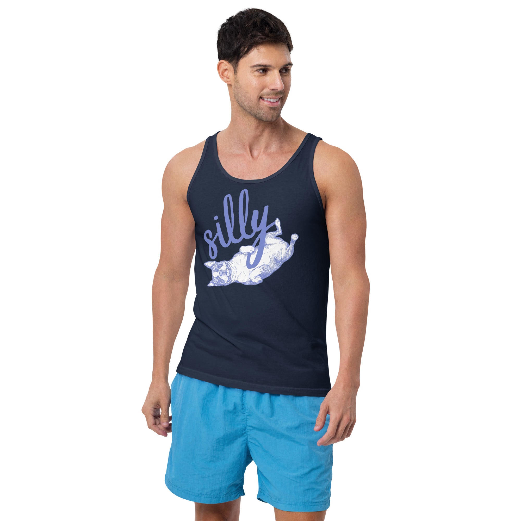 Silly Boston Terrier Dog Upside Down Unisex Tank Top .