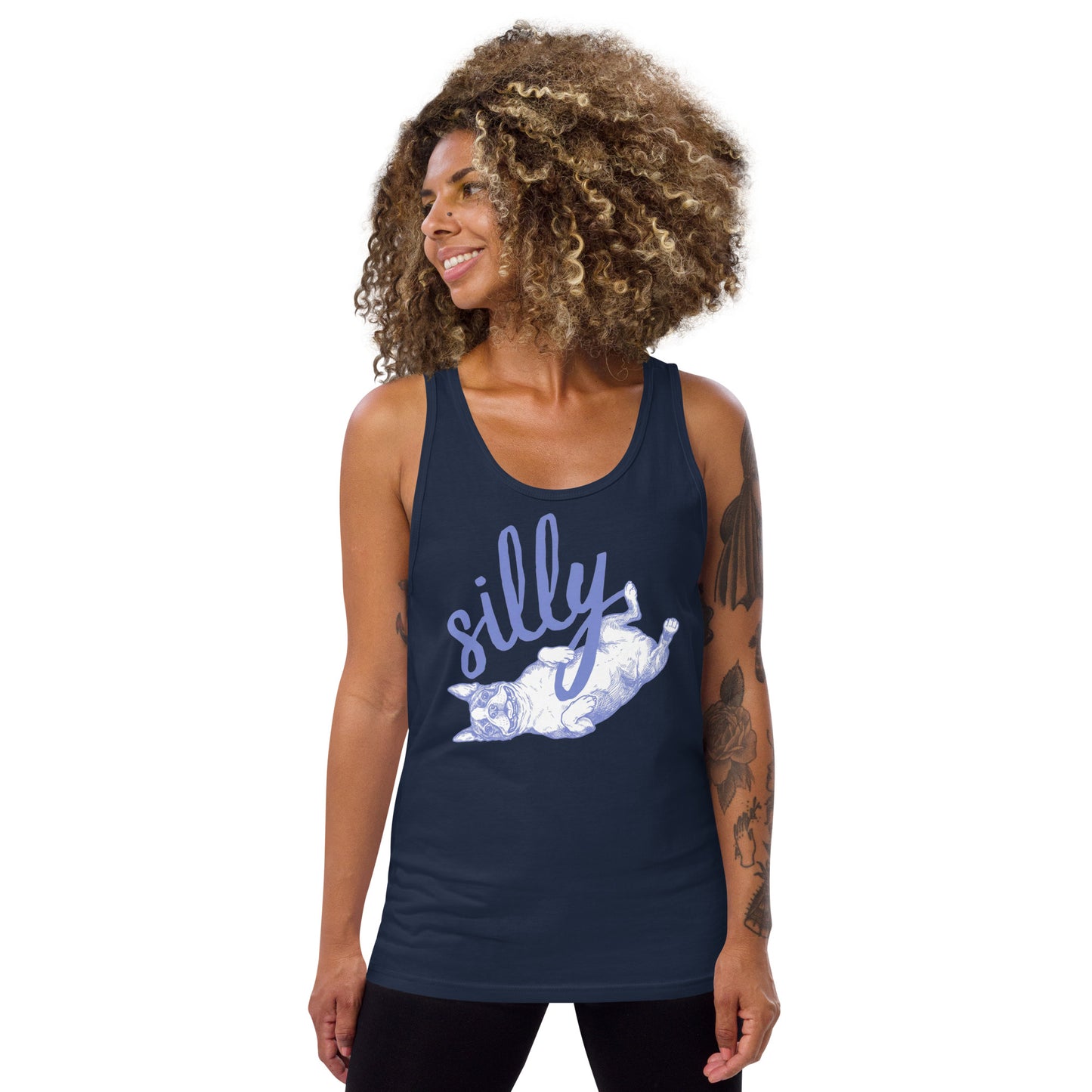 Silly Boston Terrier Dog Upside Down Unisex Tank Top .