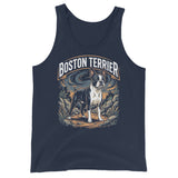 Boston Terrier Wilderness Guardian Unisex Tank Top . Navy