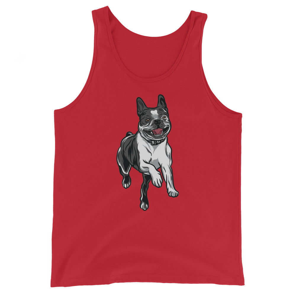 Happy Boston Terrier Running Unisex Tank Top