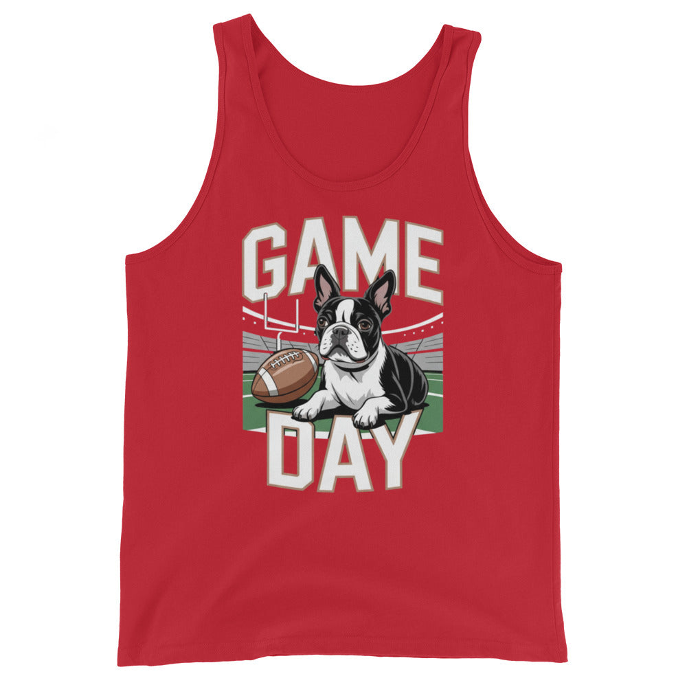 Football Boston Terrier Dog Game Day Unisex Tank Top . Red