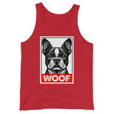 Woof Boston Terrier Dog Unisex Tank Top . Red