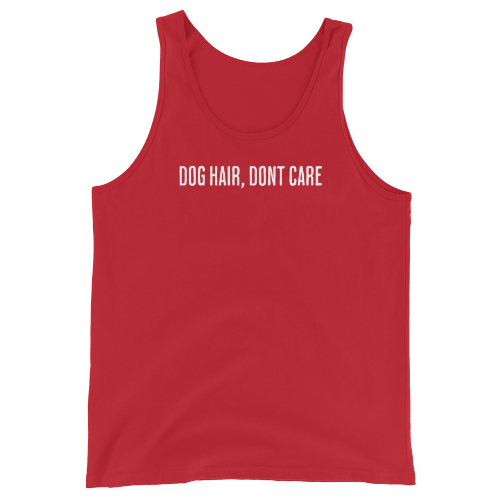 Dog Hair, Don't Care Unisex Tank Top . Red