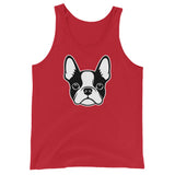 Boston Terrier Dog Face Unisex Tank Top . Red