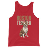 Brown Boston Terrier Dog Unisex Tank Top . Red