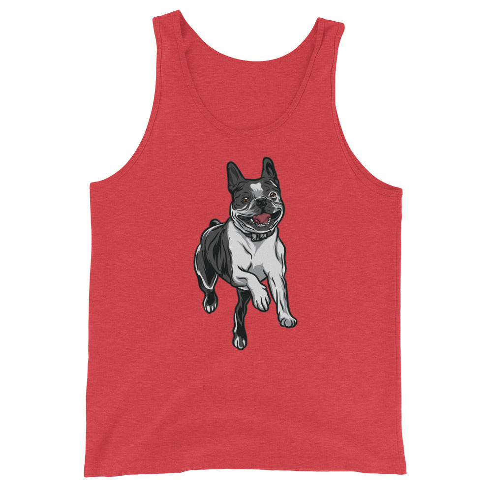 Happy Boston Terrier Running Unisex Tank Top