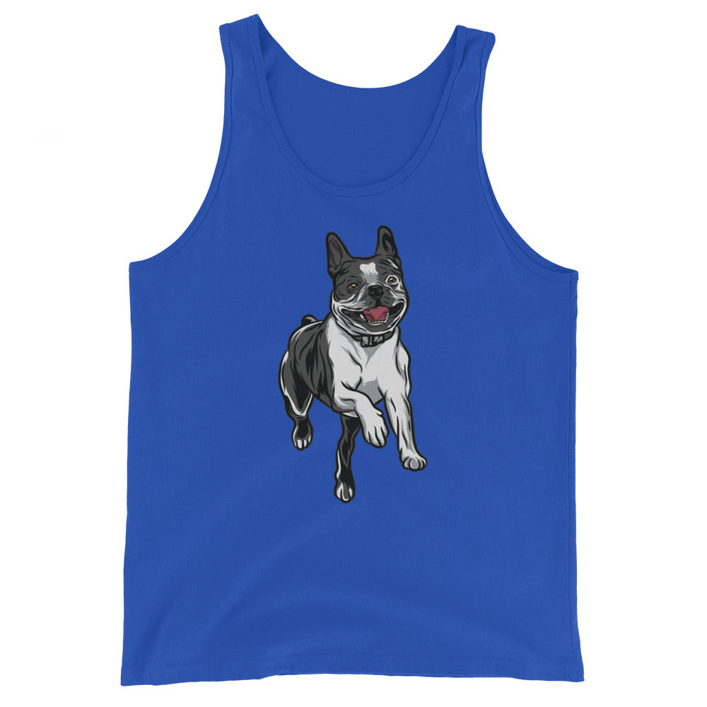 Happy Boston Terrier Running Unisex Tank Top