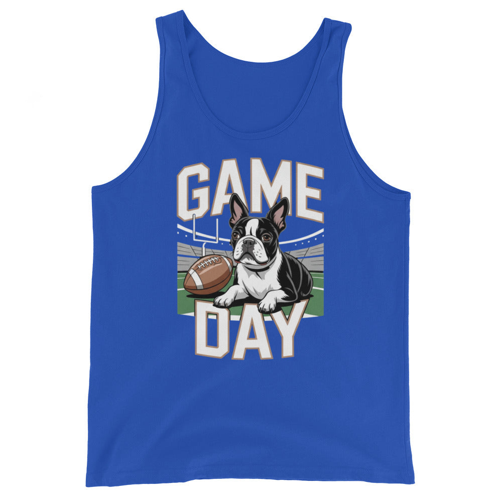Football Boston Terrier Dog Game Day Unisex Tank Top . True Royal