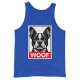 Woof Boston Terrier Dog Unisex Tank Top . True Royal