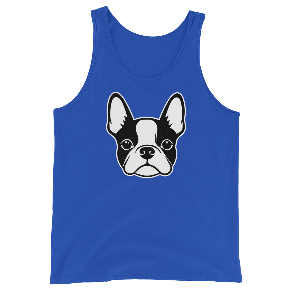 Boston Terrier Dog Face Unisex Tank Top . True Royal