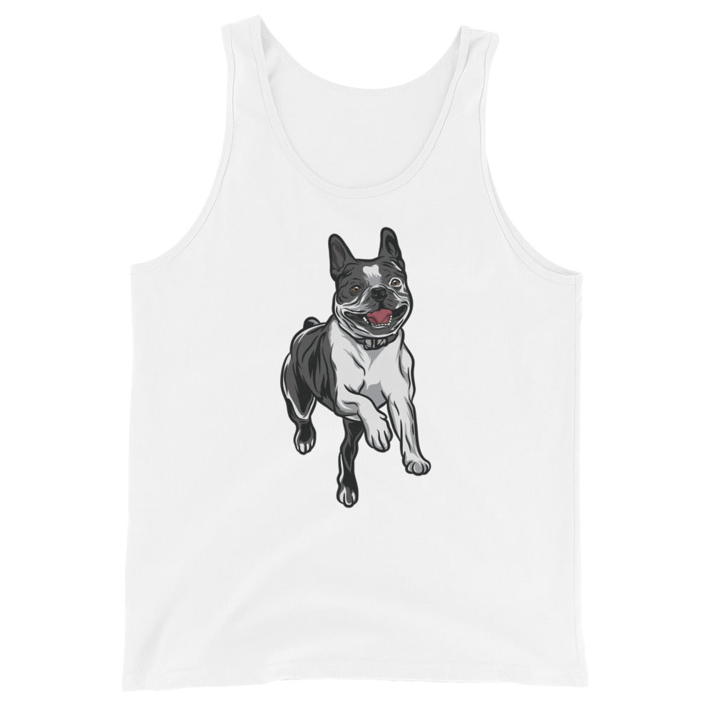 Happy Boston Terrier Running Unisex Tank Top