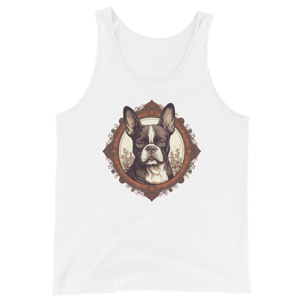 Vintage-Inspired Red Brown Boston Terrier Unisex Tank Top