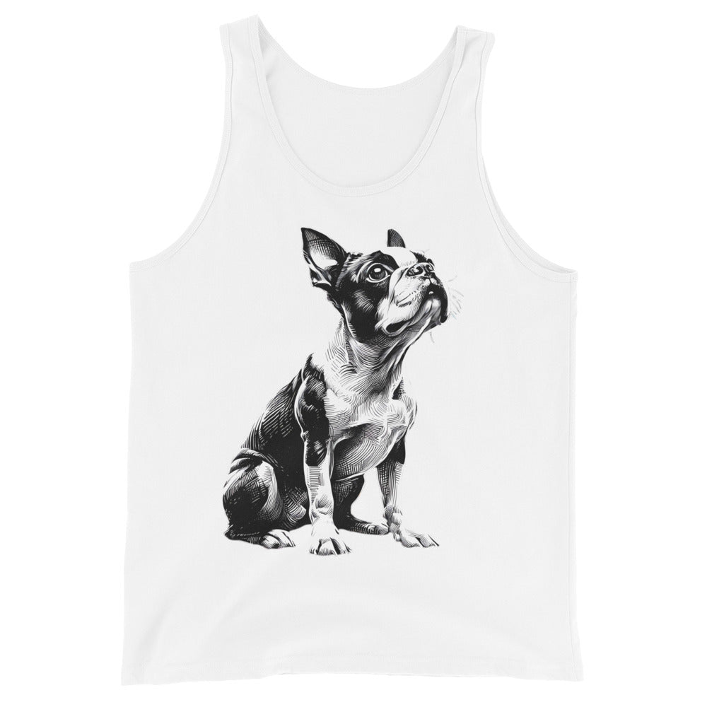 Boston Terrier Line Art Unisex Tank Top