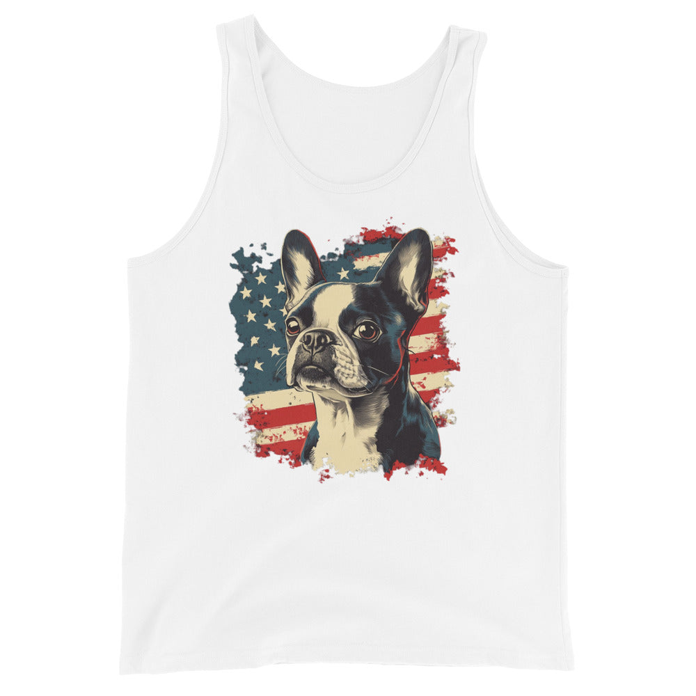 Patriotic Boston Terrier USA Flag Unisex Tank Top