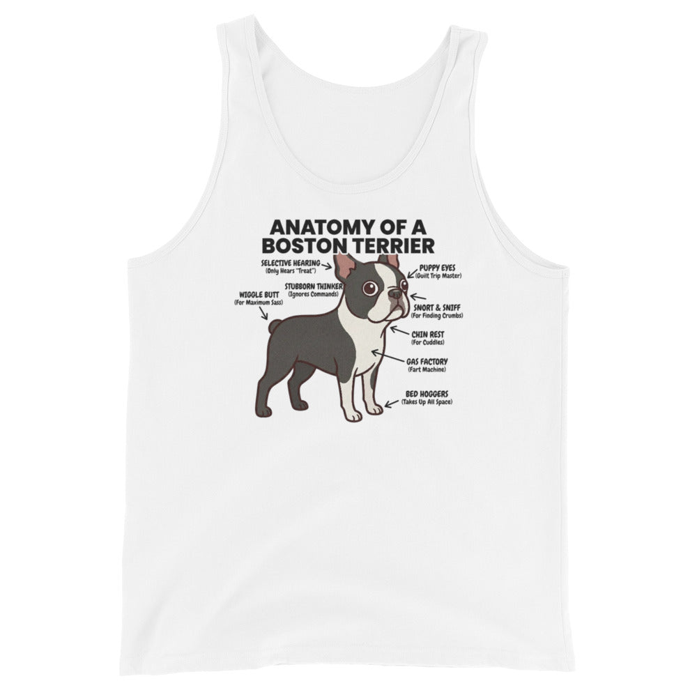 Boston Terrier Dog Anatomy Unisex Tank Top . White