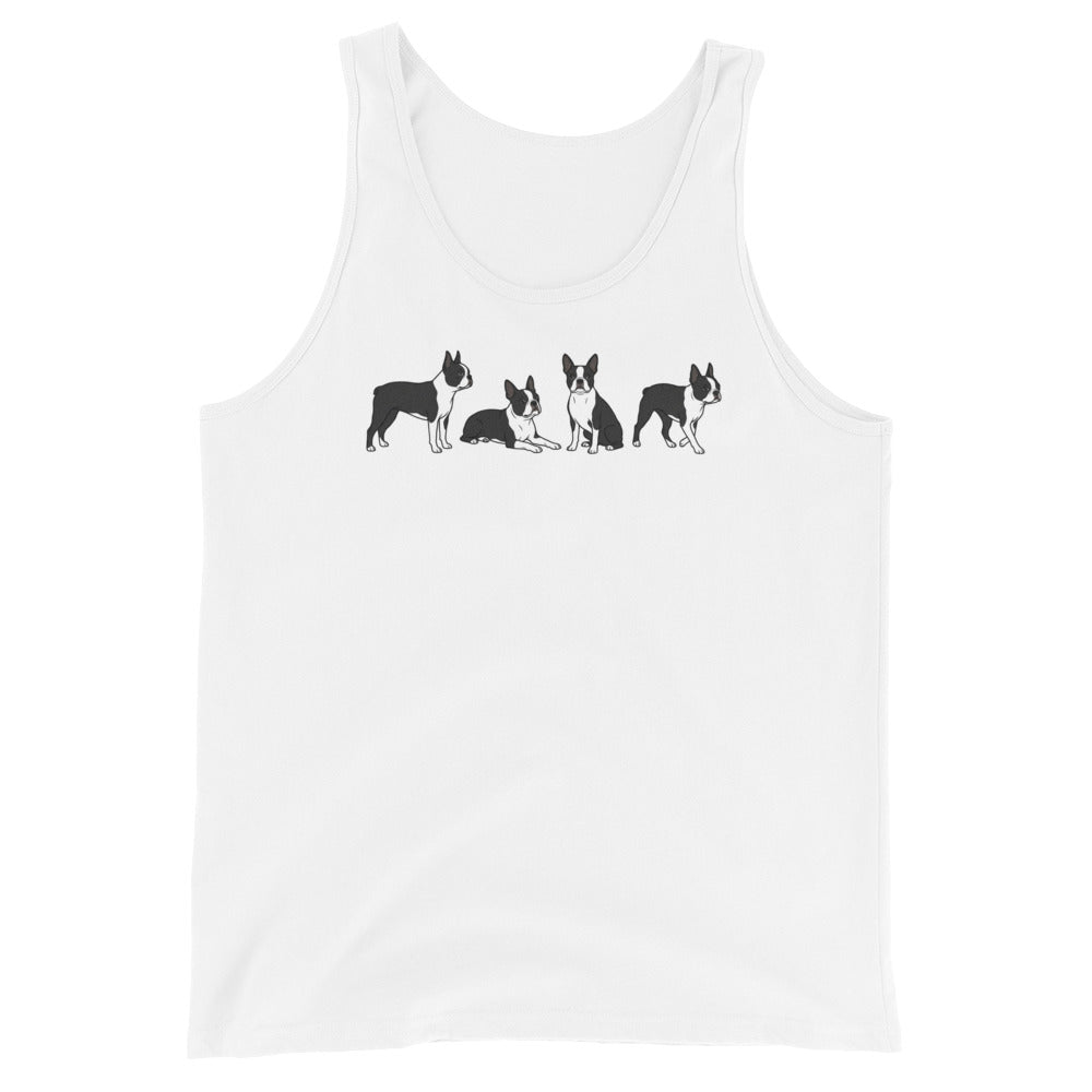 4 Boston Terrier Poses Unisex Tank Top . White