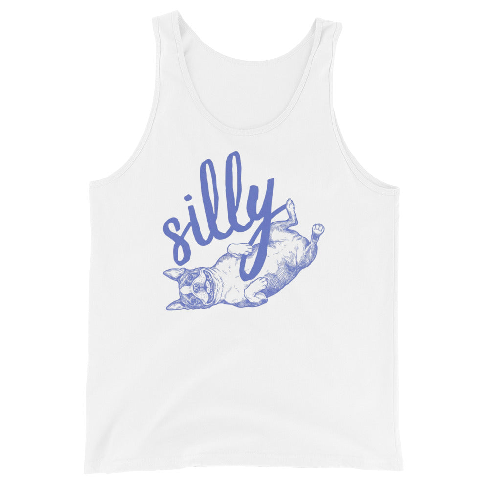 Silly Boston Terrier Dog Upside Down Unisex Tank Top . White