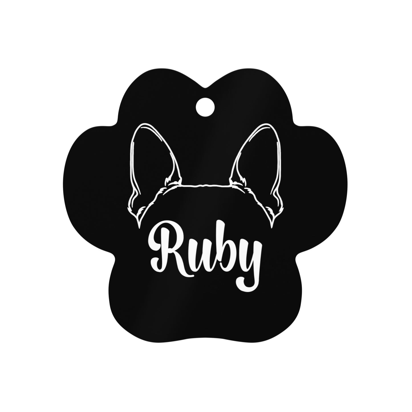 Personalized Dog Paw Metal Christmas Ornament - Ears with Dog's Name
