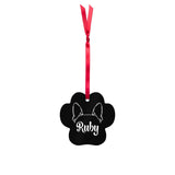 Personalized Dog Paw Metal Christmas Ornament - Ears with Dog's Name