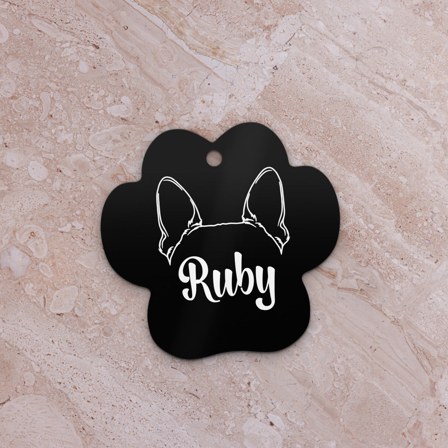 Personalized Dog Paw Metal Christmas Ornament - Ears with Dog's Name