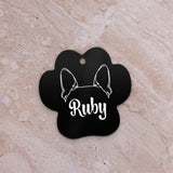 Personalized Dog Paw Metal Christmas Ornament - Ears with Dog's Name