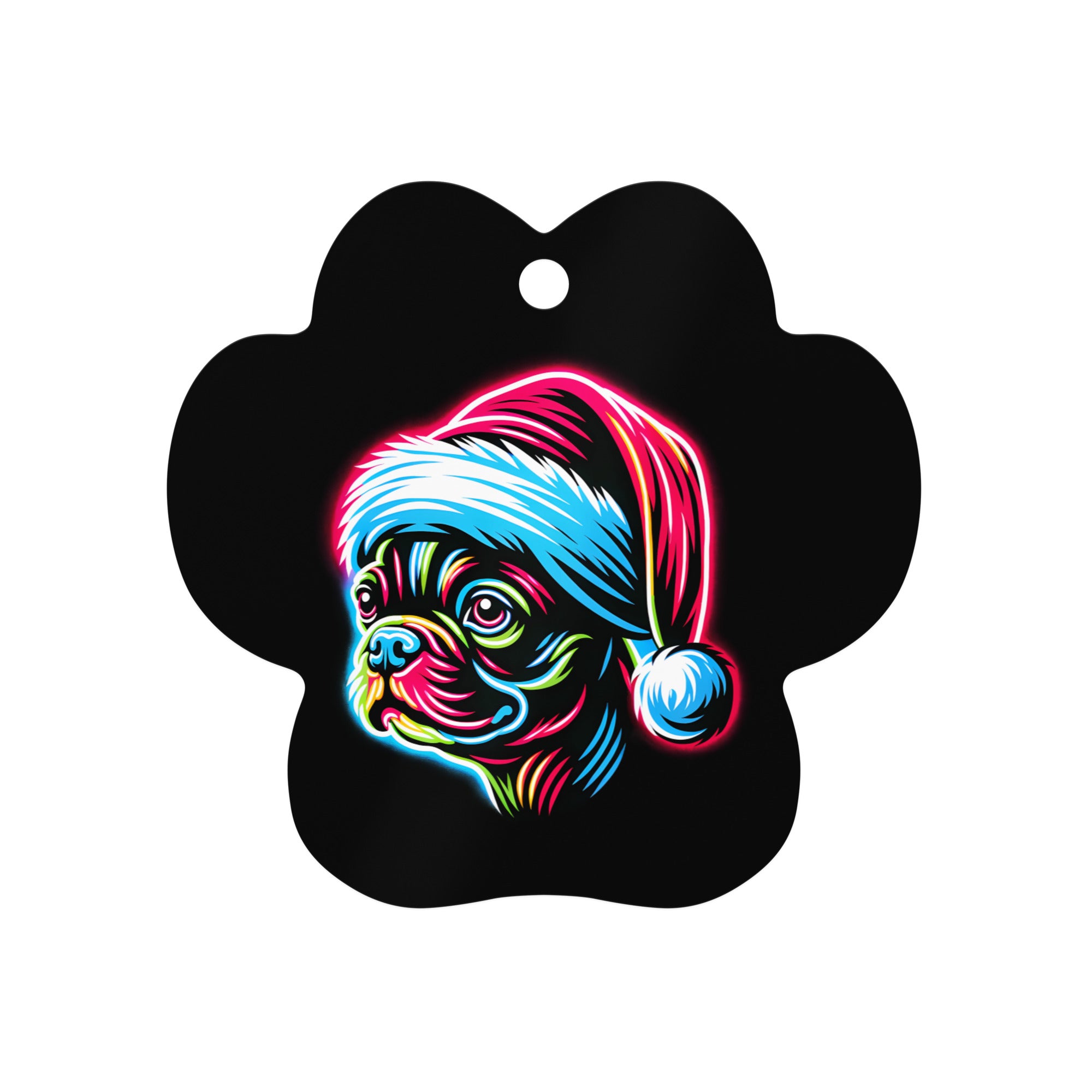 Bright Boston Holiday - Santa Pup Metal Christmas Ornament
