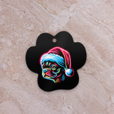 Bright Boston Holiday - Santa Pup Metal Christmas Ornament