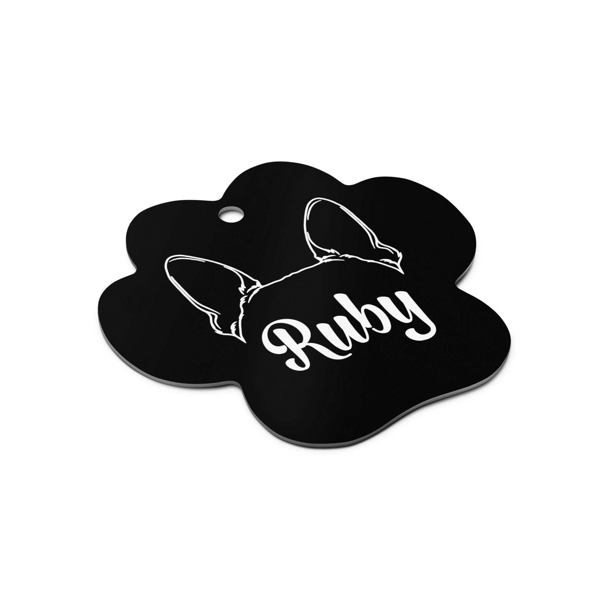 Personalized Dog Paw Metal Christmas Ornament - Ears with Dog's Name