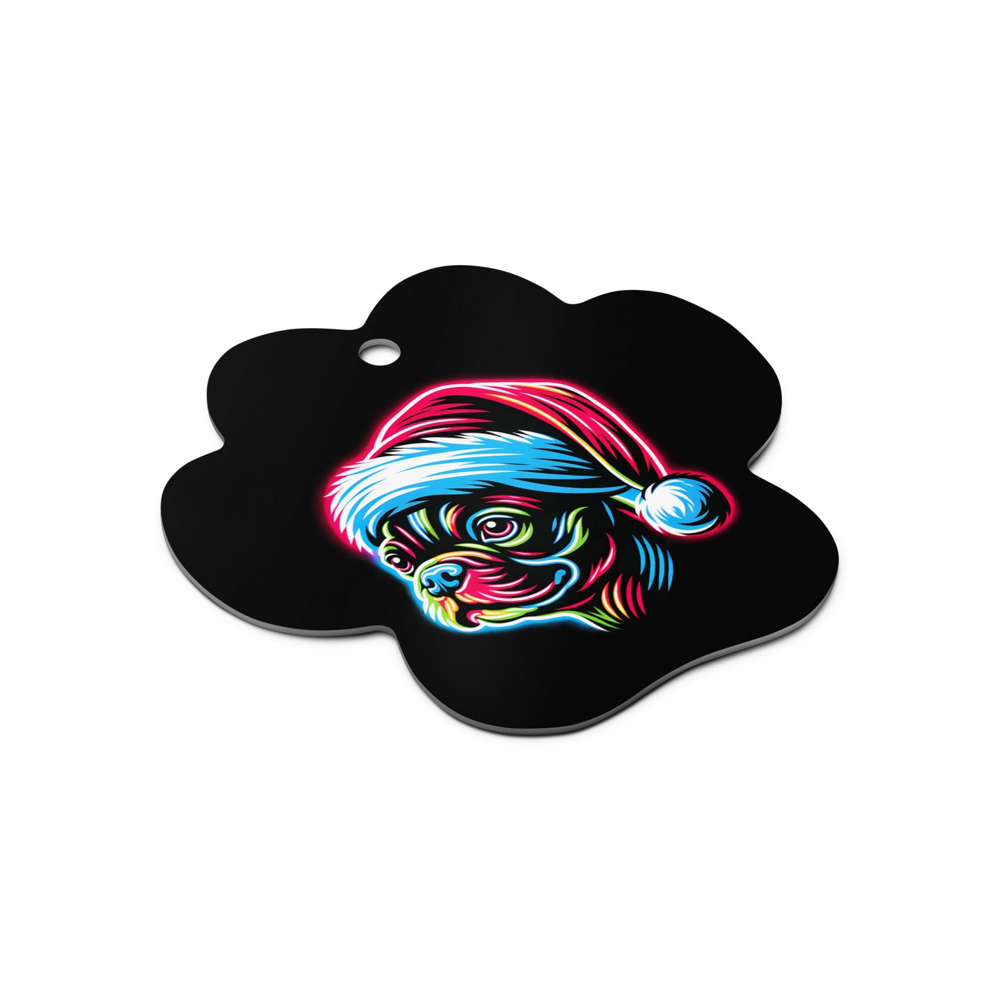 Bright Boston Holiday - Santa Pup Metal Christmas Ornament