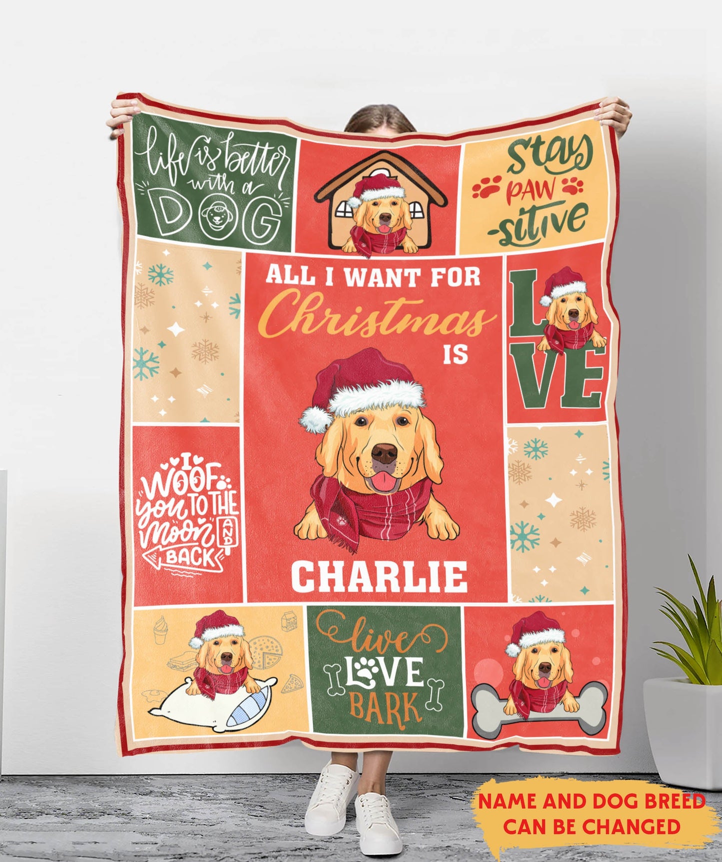 All I Want For Christmas - Personalized Dog Lover Custom Fleece Blanket
