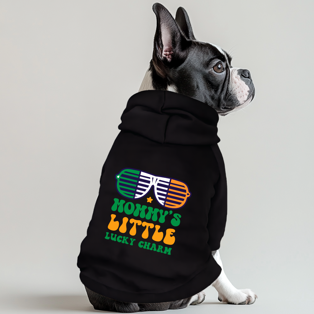 Mommys Little Lucky Charm St Patricks Day 100% Cotton Dog Fleece Hoodie