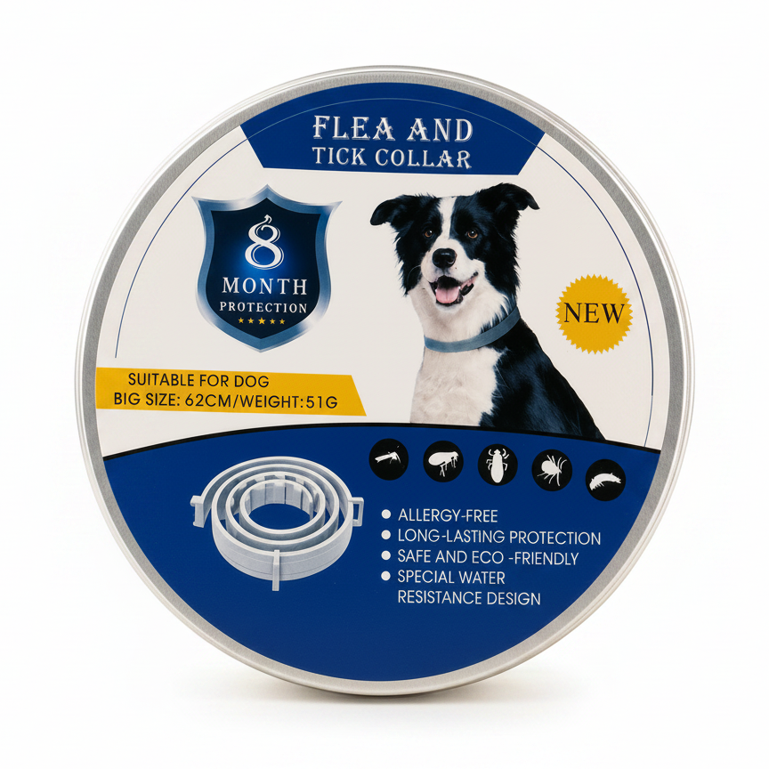 Natural Anti-Flea, Tick & Mosquito Dog Collar – Adjustable Plant-Based Insect Repellent Collar for Dogs .