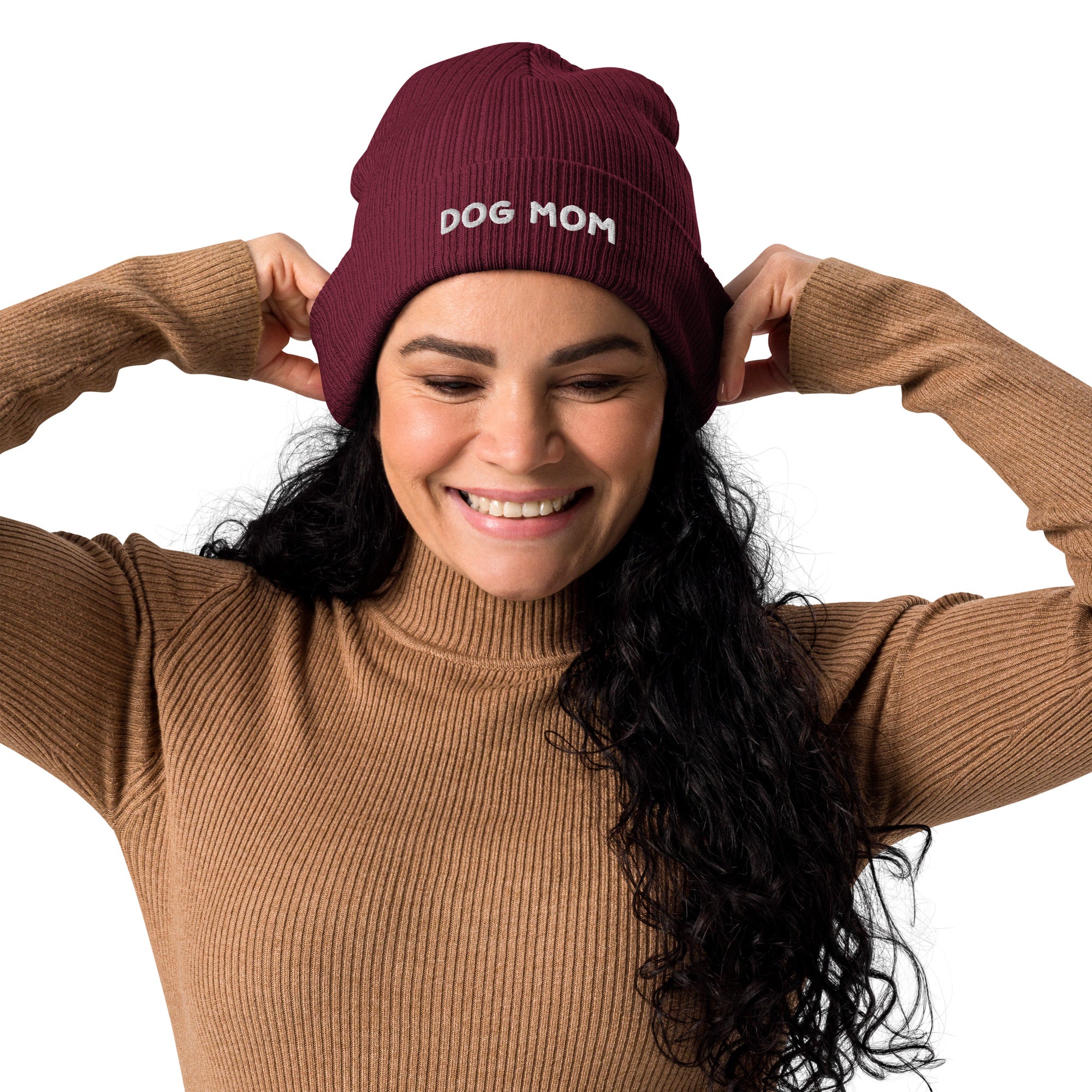 Dog Mom Organic Ribbed Beanie