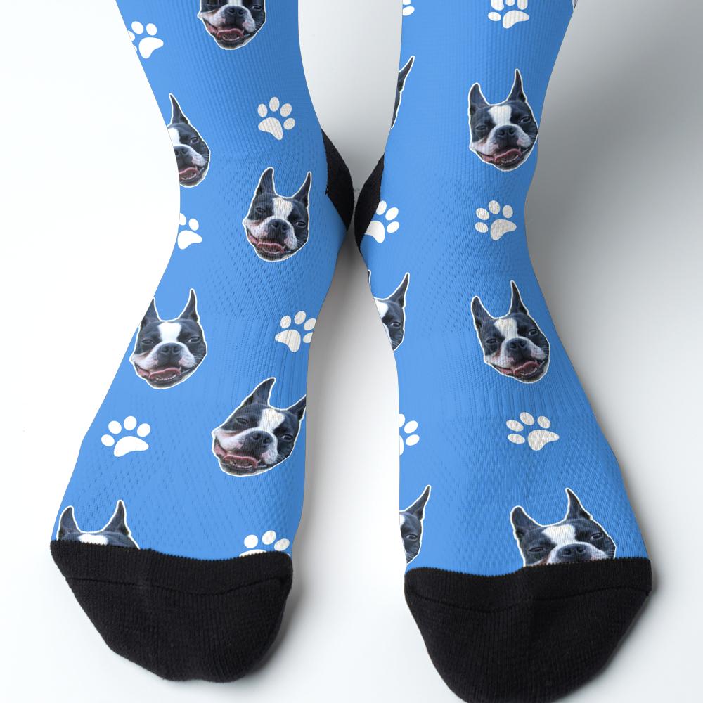 Personalized Dog Face & Paws Fit Socks .